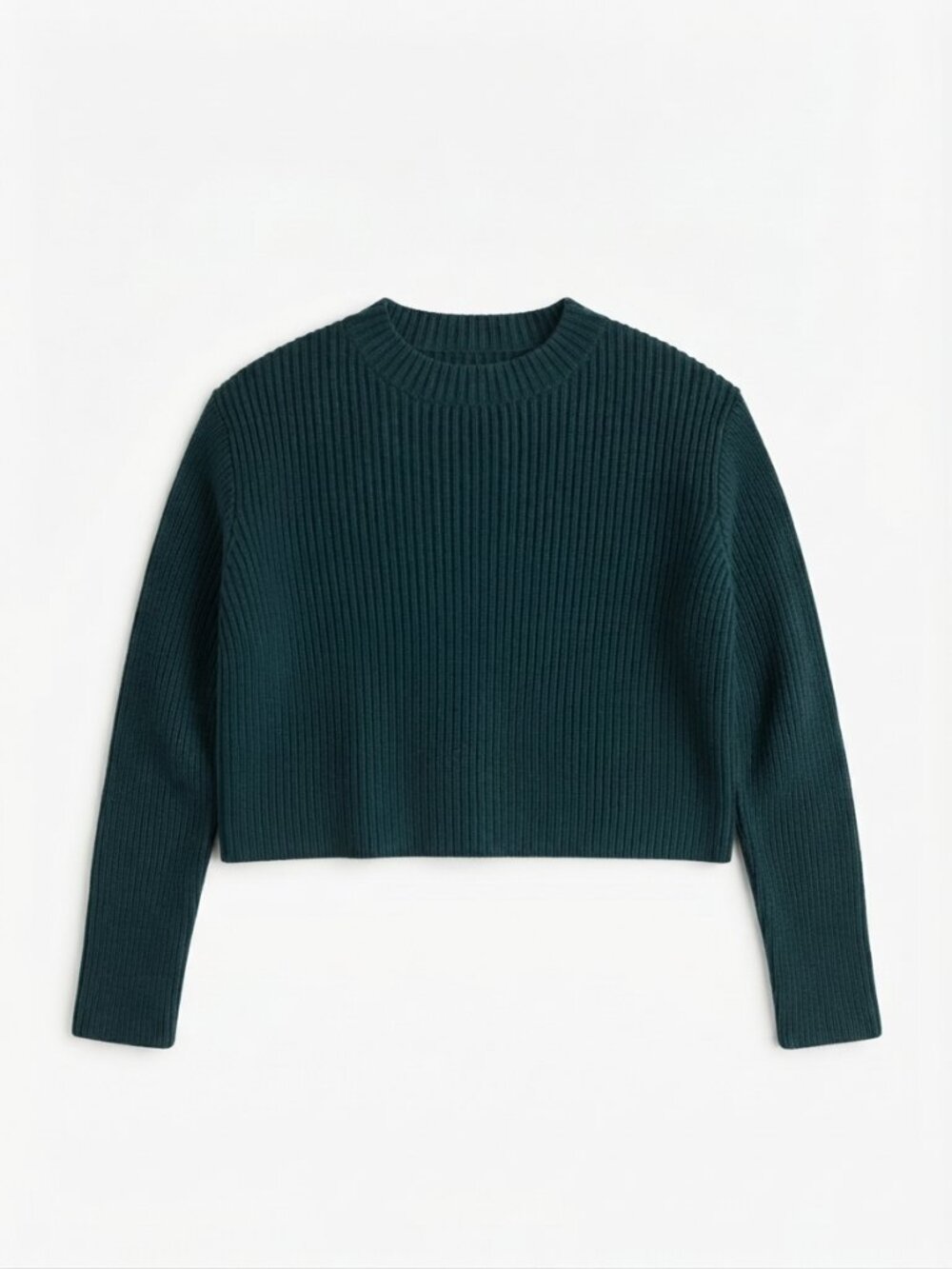 SPORTSGIRL Black Ribbed Cropped Knit Sweater (Minimalist / Cozy) - XL